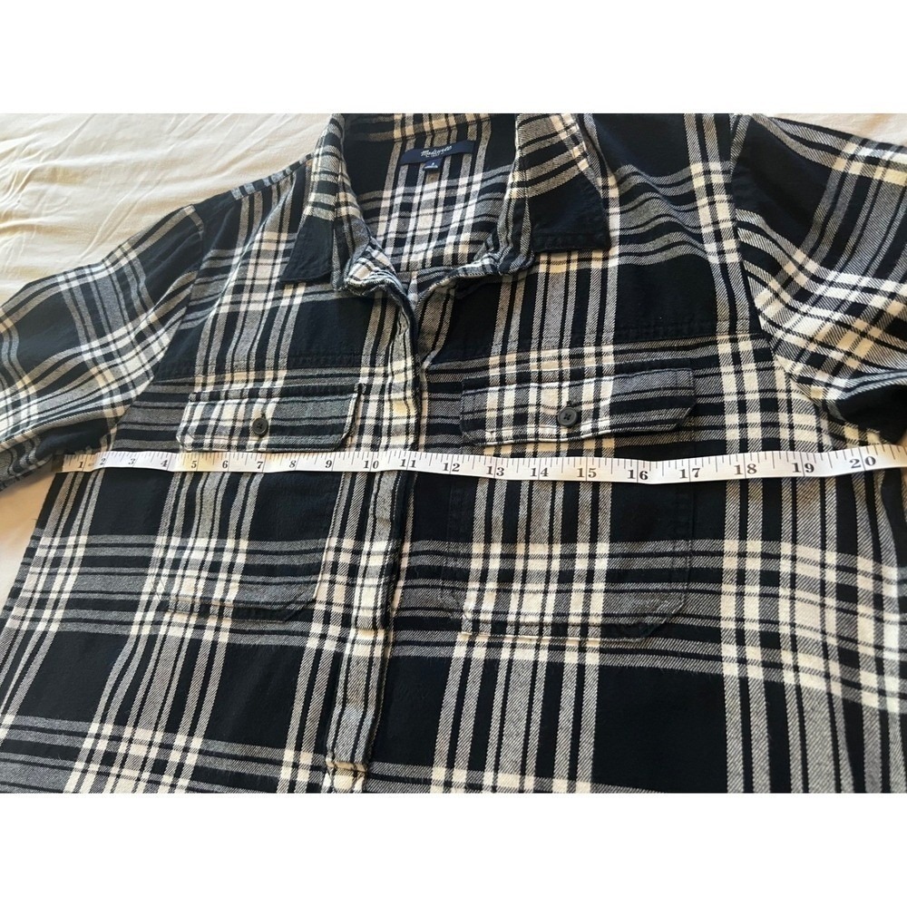 MADEWELL Daywalk Plaid Flannel Shirt Dress Size S Long Sleeve Black Autumn Fall - Picture 9 of 11